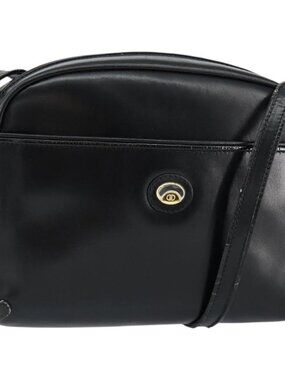 Authentic GUCCI Shoulder Bag Leather Black Gold
